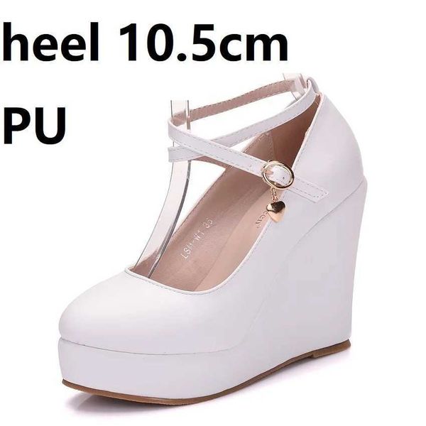 Scarpe eleganti Crystal Queen High Heels Platform Wedge Female Pompes Womens Flock Flock fibbia Bowtie Cing Ware Wedding Toe Round Toe White H240409 Woil Woil