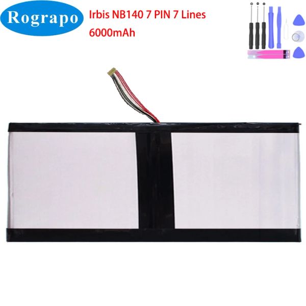 Baterias Novo 7.6V 6000mAh IRBIS NB140 Bateria de laptop de 7 pinos 7 pinos de fio