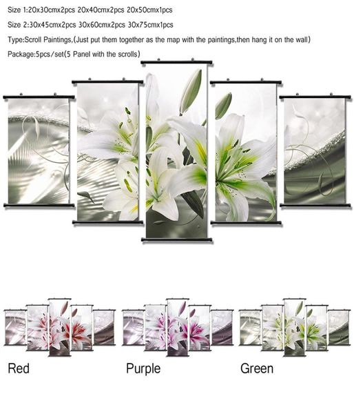Pronto para pendurar pinturas abstratas de 5pcsset brilhar flor de orquídea impressão de arte impressão de parede de imagens de parede decoração 8163402
