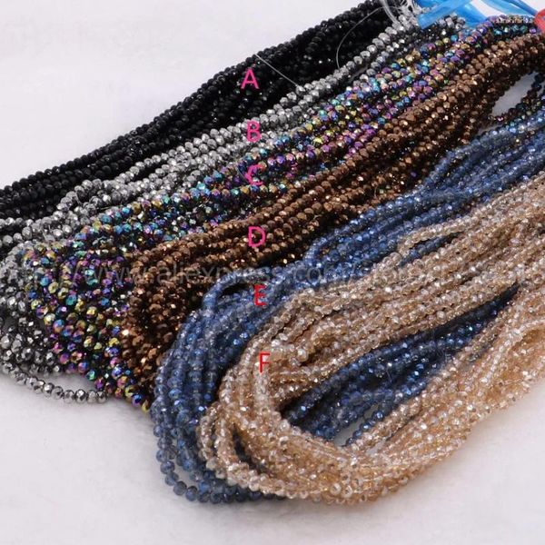 Catene miscela perle di vetro a colori corda da 2 mm/3 mm a catena di gioielli elettroplati per fai -da -te 961