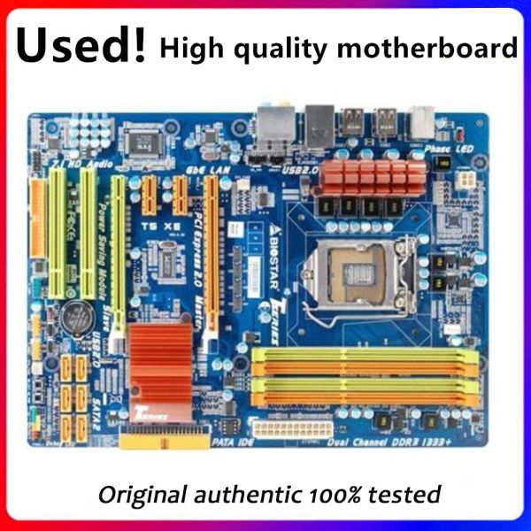 Материнские платы для Biostar T5 XE Motherboard LGA 1156 DDR3 16 ГБ для Intel P55 SATA II Оригинальный рабочего стола Используется матери