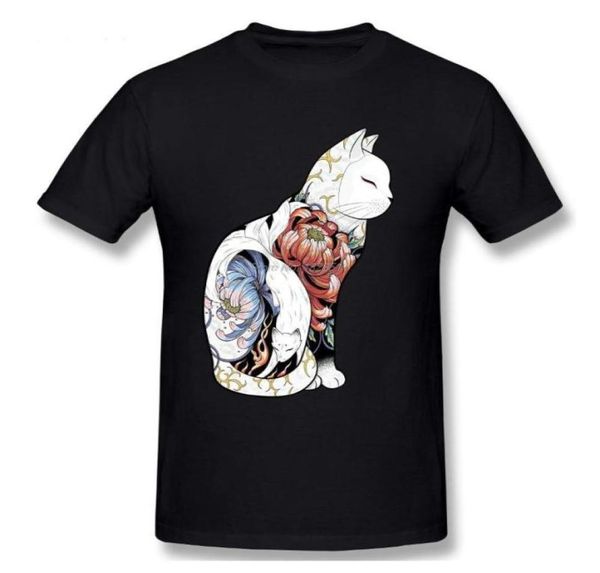 Men039s Tshirts kitsune gato tatuagem camisa casual masculino tee camiseta de manga curta camiseta de algodão harajuku streetwear6285802