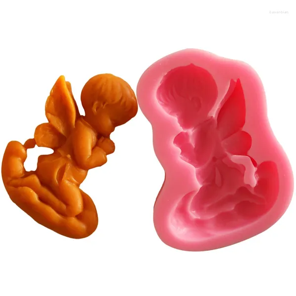 Baking molde o molde de molde de silicone anjo infantil em vestido orando alimentos flexíveis de borracha para decorações de bolo