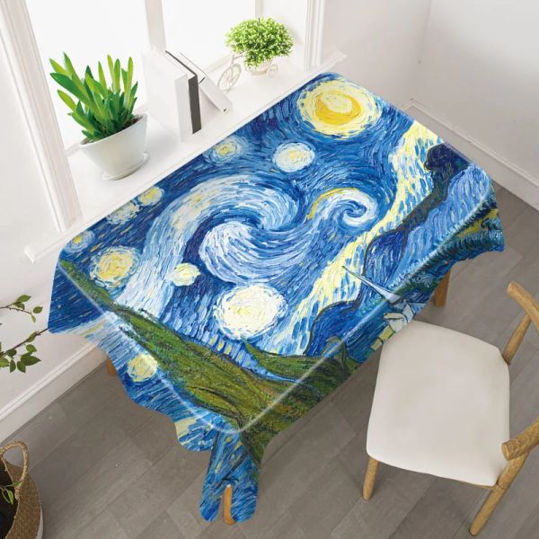 Van Gogh Starry Sky Tovande Tovaglia Luce Luxury Painting Art Studio Studio Famoso dipinto di pittura impermeabile tavolino tovaglia