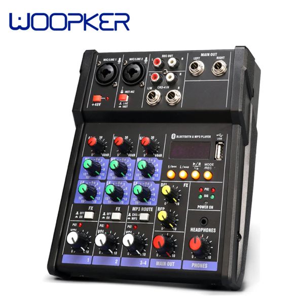 Microfones Mixer de áudio digital portátil DJ Controlador Equipto de Sonido com USB MP3 Jack 4 Canais Profissional Tabela De Mixagem Áudio