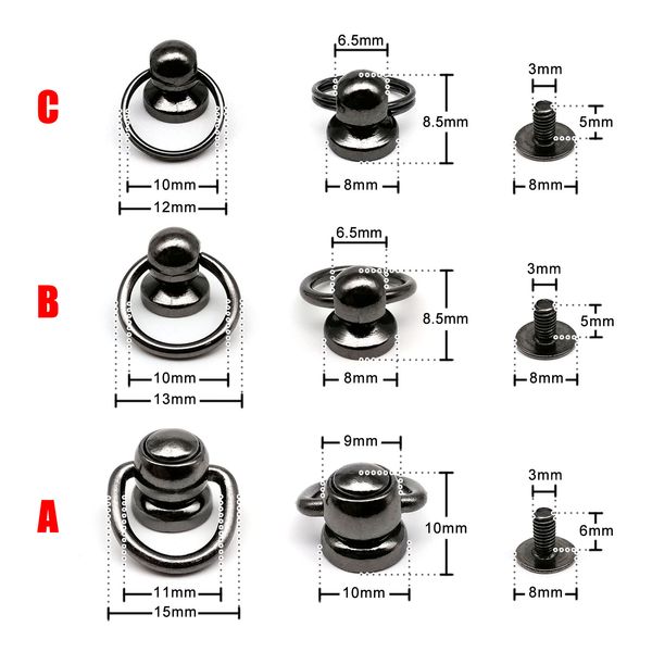 10 pc hochwertige Zink-Alloy-Kugel Nagel-Nagelschraube Chicago Schraubnotte Nietenstud