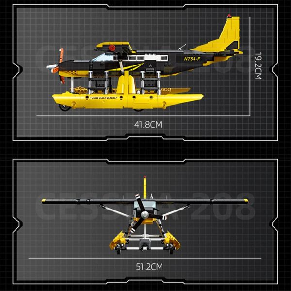 58007 738pcs Ziegel Cessna 208 City Cargo Water Flugzeug WW2 Militär High-Tech Flugzeug Technische Modellbausteine/Spielzeug für Jungen