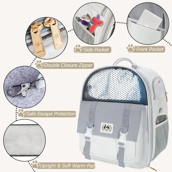 Backpack de animais de estimação respirável de Benepraw Pet Durável Design de cã