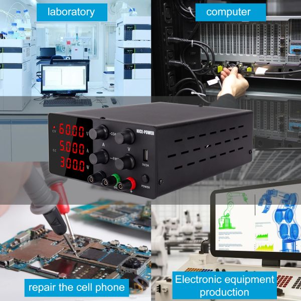 300W 60V 5A DC Alimentatore LED di alimentazione STABILIZZATORE LABILE LAB STABILIZZATORE 24V REGOLATORE DI MORTE SCADULAZIONE REGOLABILE PER LA RIVISIONE DEL TELEFONO