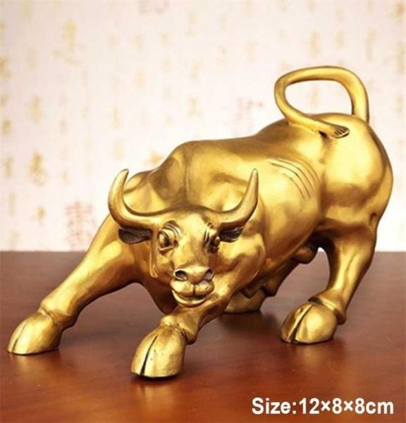 100 Brass Bull Wall Street Gado escultura de cobre Mascote estátua de presente requintada Office Decoration Ornament Cow Busi y6l6 21695931