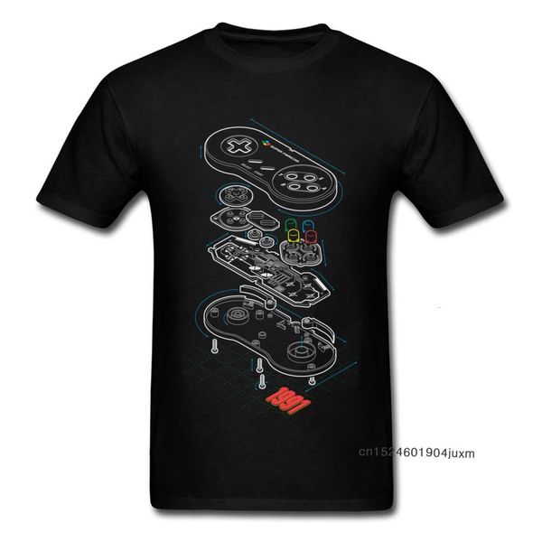 Custom T-Shirt Gamer T-Shirt Männer Controller Anatomie Tops Tees Hip Hop Streetwear Studenten Arcade T-Shirt Schwarze Kleidung Baumwolle 240408