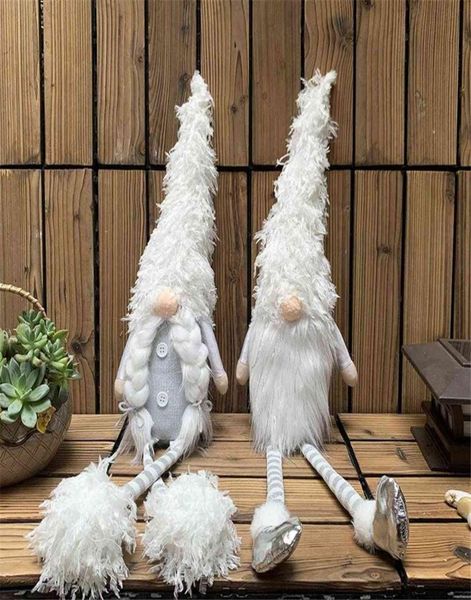 Gambe lunghe di Natale Nordic Old Man Santa Gnome Bambola peluche gnomi bianchi Tomte Ornaments Decorazione natalizia G09114898945