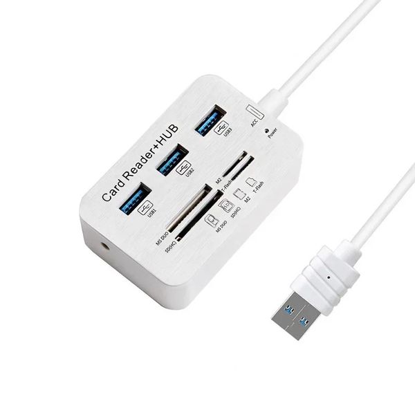 Mini USB Hub 3.0 Multi Hub + Card Reader Combo Alta velocidade com MS/SD/M2/TF Reader 3ports capa de cubo de divisor USB para laptop