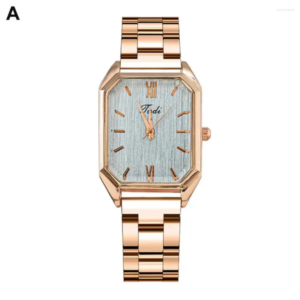 Armbanduhr Frauen Mode Uhr Elegante Edelstahl -Frauen Uhr mit Rechteck -Zifferblatt Quarz Bewegung Schmuck für Damen
