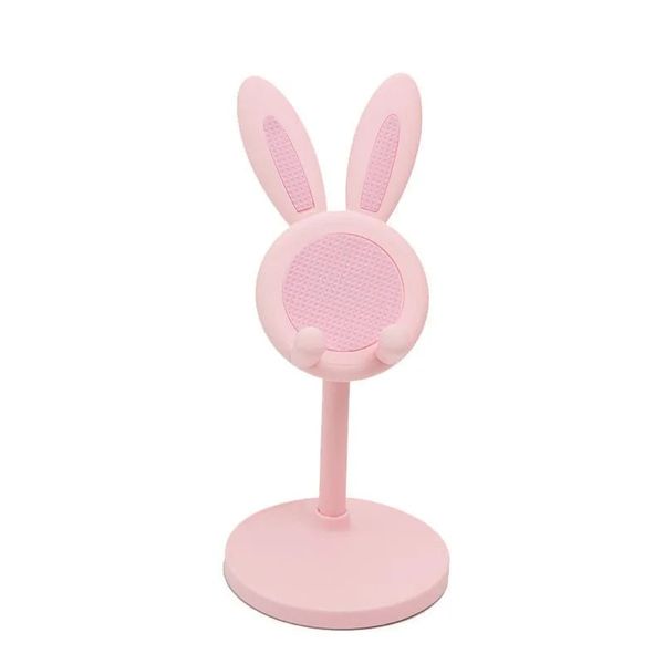 Pink Telefonhalter Desktop -Mobiltelefonständer für iPhone 13 14 Samsung Smartphone Einstellbare schöne Kaninchen -Cartoon -Tabelle Support