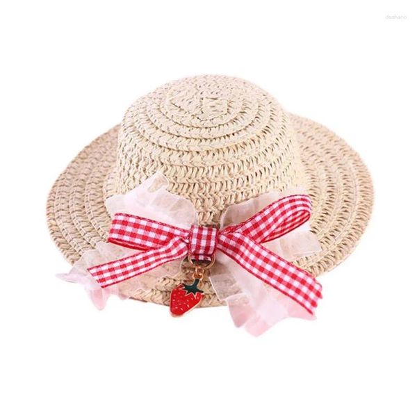 Abbigliamento per cani Pets Pagning Hat Pets Cappellino da sole per Cat Sun Summer Spring Cats Dogs Bowknot Decor Daily Sunhat