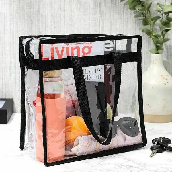 Einkaufstaschen 2pcs Transparente Handtasche Kosmetikbeutel klar wasserdichtes Reißverschluss Spa Badezus