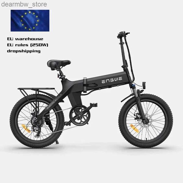 Bisikletler Siyah Engwe C20 Pro Yetişkin Ectric Bisiklet 36V 19.2AH Şehir Bisiklet Motor 250W Güçlü Motor 25km/H Ectric Bicyc 20*3.0inch Ebike L48