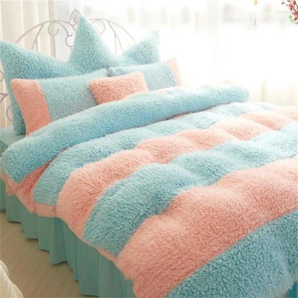 Bedding Sets Milk Velvet Velvet Firm Girl Bed Sheet Quilt Down Mink Winter Plush Plus Cashmere Lamb