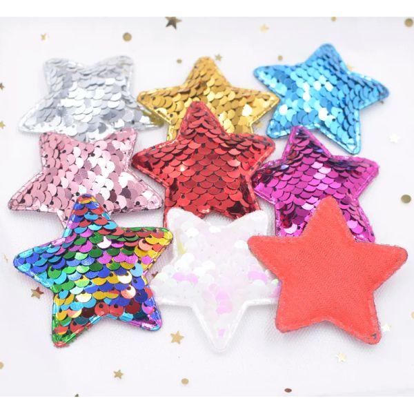 16pcs da 58 mm patch di stelle imbottite patchini imbottiti per il cerchio della bambina, le clip, la fascia, il copricapo, il parrucchiere, l'ornamento