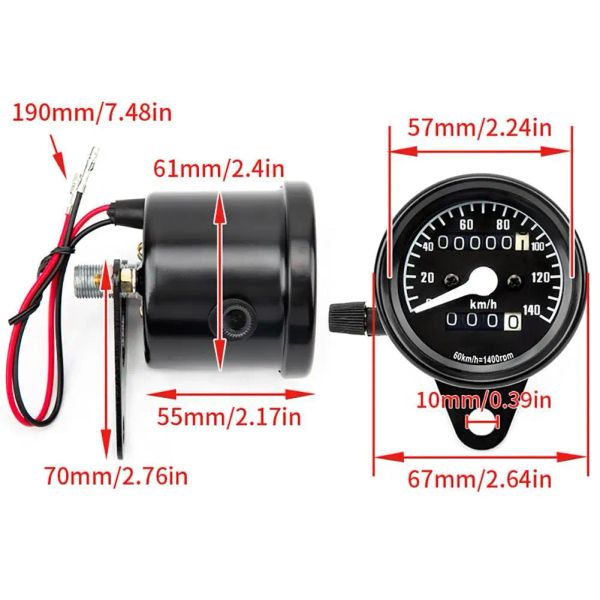 12v Speedometro a contachilometri motociclisti universali con tachimetro retrò retrò retrò dropshipping di parti modificate