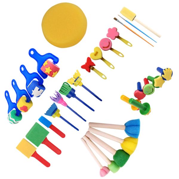 30pcs Lustige Kinder Graffiti -Werkzeuge Set DIY Schwamm Stempel Kindergarten Zeichnungswerkzeuge