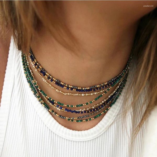 Choker Vlen 3mm Naturstein Perlen Halskette Boho Schmuck für Frauen Freunden Zubehör