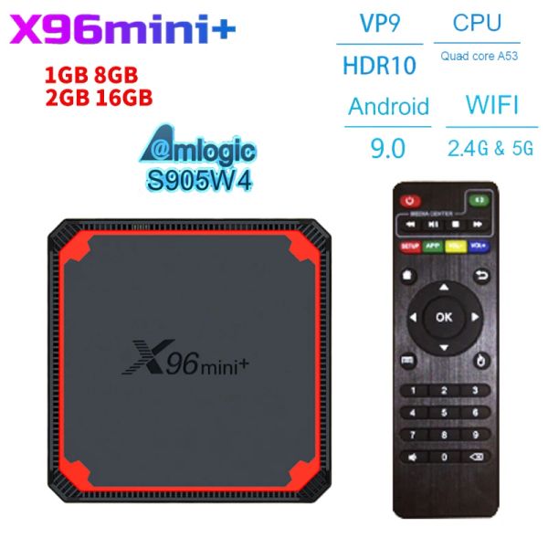 Caixa X96 Mini Plus Smart TV Box Android 9.0 AmLogic S905W4 3D 4K Media Player 2.4g 5g WiFi Google Configurar a caixa superior 2GB 16GB x96Mini TVBox