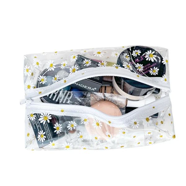 Хосваг прозрачный косметический сумок Daisy PVC Clear Makeup Bags Beauty Case Case Make Make Oup организатор хранения ванны для туалечения