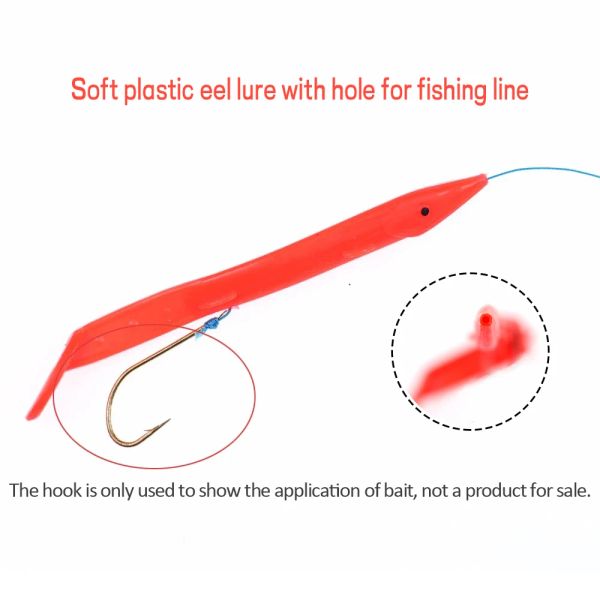 Wifreo 10pcs isca de plástico macio Fish Sabiki Rig Eel Lure Lures de pesca de água salgada com areia de pesca do mar Pesca lumo