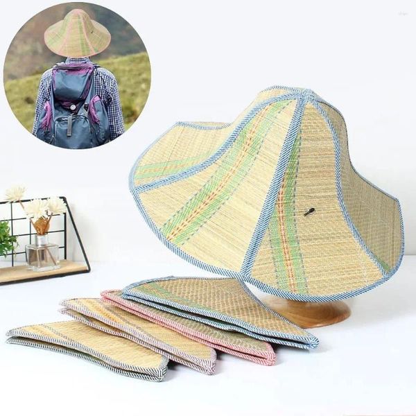 Beretti Donne portatili di cappelli da sole anti-UV Big Visor Sun Hat Beach Cap Fisherman Straw