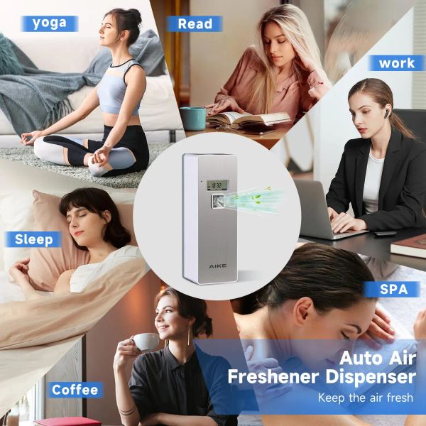 AIKE-Duftdiffusor Automatischer Lufterfrischerspender mit Bildschirm, wand montierter/stehender Diffusor für Haushalt/Werbespot