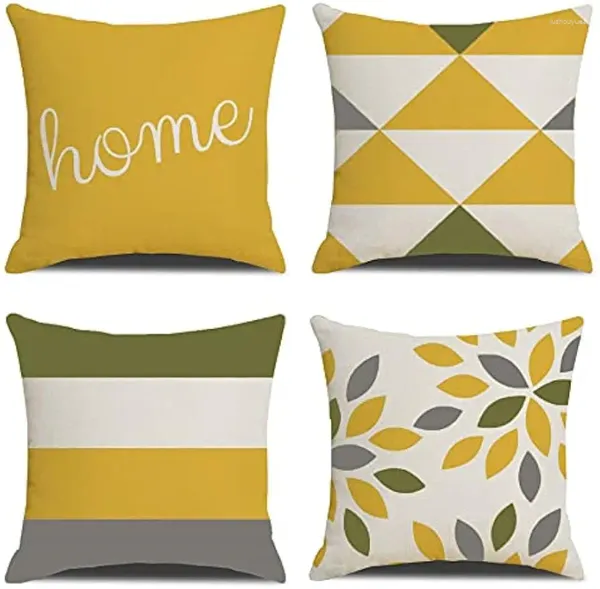 Tampa do travesseiro 45x45 cm quadrado verde amarelo geométrico moderno decorativo para travesseiros Sofá Decoração de casa
