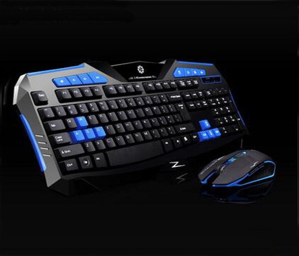 Эргономичный дизайн беспроводной игровой клавиатура и 2400DPI Mouse Kit 24 ГГц.