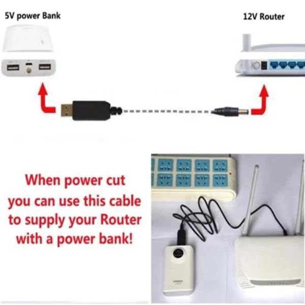 Qc3.0 USB bis 5,5x2,1mm 12/9/5V 1A-Vor-up-Stromversorgungskabel für WiFi Router Lautsprecher Kamera LED-Lampenlüfter