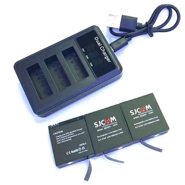 Accessori SJCAM Accessori Original Sj7 Star Batterie ricaricabile batteria a doppio caricatore Custodia per batteria per SJCAM SJ7 Sports Camera