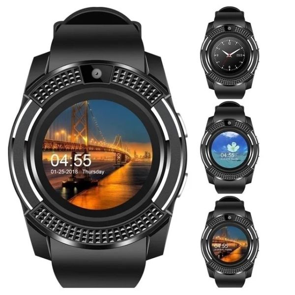 Смотреть Bluetooth v8 Smart Watch Sports Fitness Tracker Support SD Card SIM -карта музыкальная камера SmartWatch Phone Watch Мужчины Женщины Дети