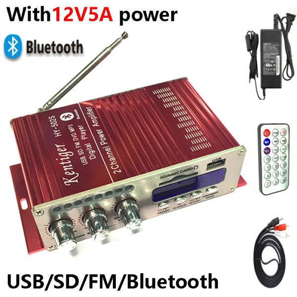 Radio Kentiger HY502s с адаптером мощности 12V5A 40W Mini Bluetooth усилитель + AV Cable + пульт дистанционного управления USB/SD -карта Player FM Radio