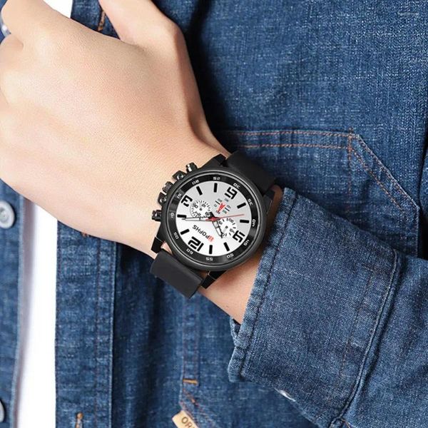 Нарученные часы мужчины элегантные часы высокая точность наручных часов Стильные мужские кварцевые запястья с минималистским дизайном силиконового ремня для подростков