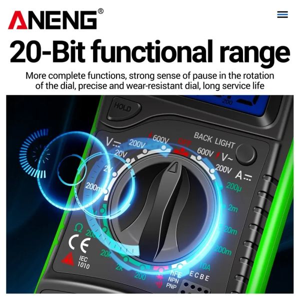 Aneng Handheld Digital Multimeter LCD Backlight Tragbares AC/DC -Amperemeter -Voltmeter Ohm Spannungstestermeter Multimetro