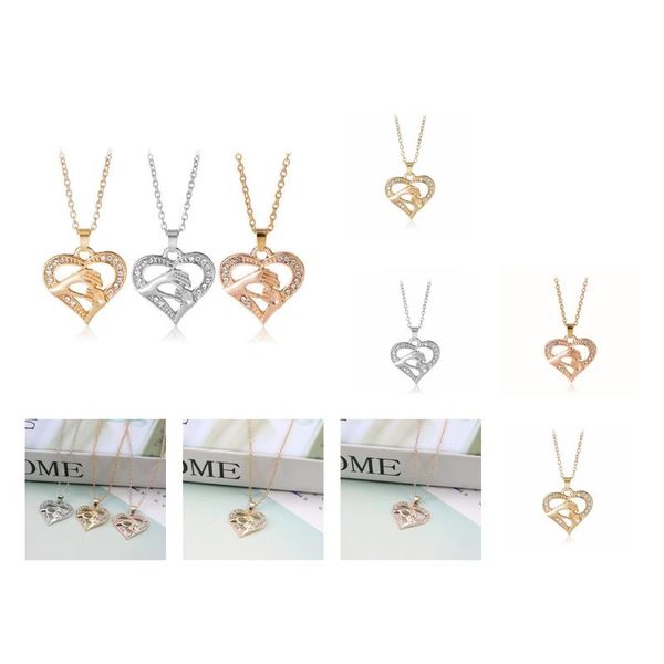 Anhänger Halsketten Anhänger Schmuck Diamant Pfirsich Herz Mutter Tag Geschenk Familie Tochter Schwester Kristall Halskette Dhgarden Dhanc Dhgarden Dhanc