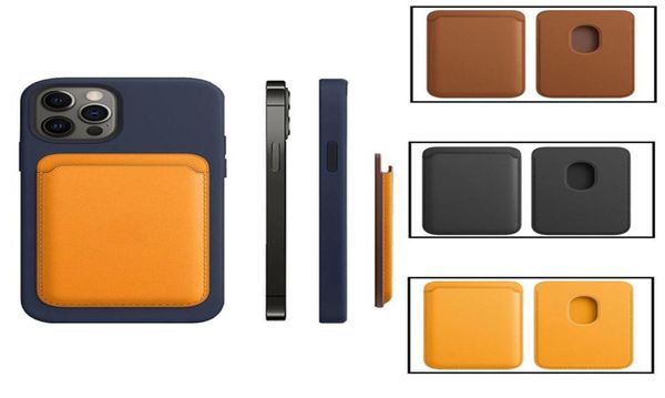 Bolsa de cartão MagSafe para o porta -carteira de moda magnética Caso para iPhone 12 Pro Max 12 Mini Genuine Leather Pouch Capa Original O4145763