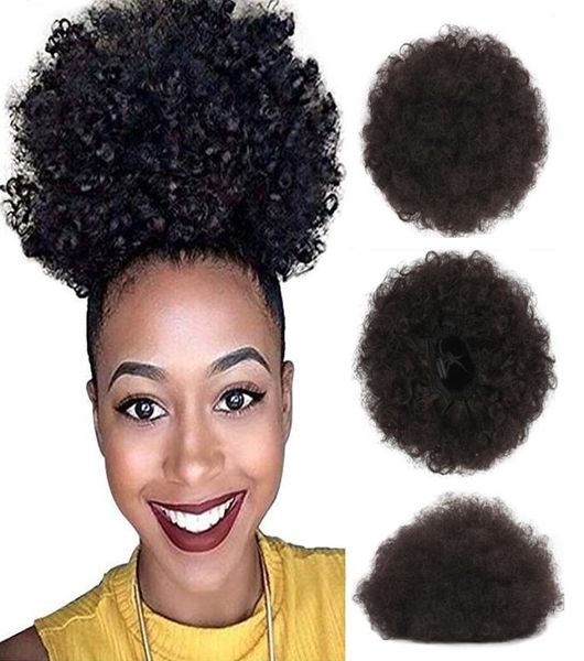 Afro Kinky Curly Hair Ponytail Afro -American Short Afro Kinky Curly Wrap Synthetic String Puff Ponytail5172789