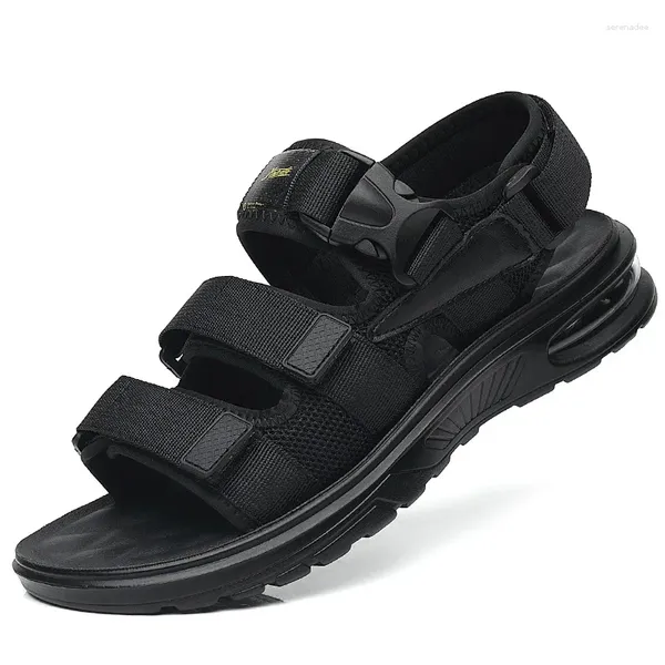 Erkekler için Sandalet 2024 Yaz Anti -Slip Outwear Modaya Modeli Terlik Siper Terlik Spor Hava Yastıklı Alt Plaj Ayakkabıları