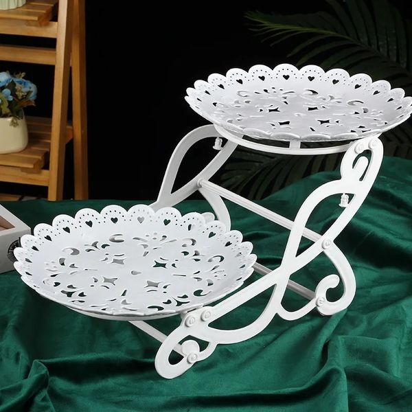 Cake Stand European Style 2 Tier Pastry Cupcake Obstteller Servieren Desserthalter Hochzeitsfeier Home Decorfor Desserthalter im europäischen Stil