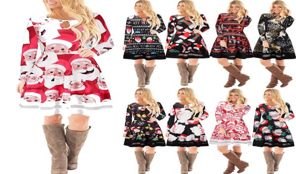 Weihnachten Vestidos Frauen lässige Designer Kleider Weihnachtsmann Drucken Plus Größe Kleiderparty Nacht Club Afrikanische Kleider Frauen Cloth4089101