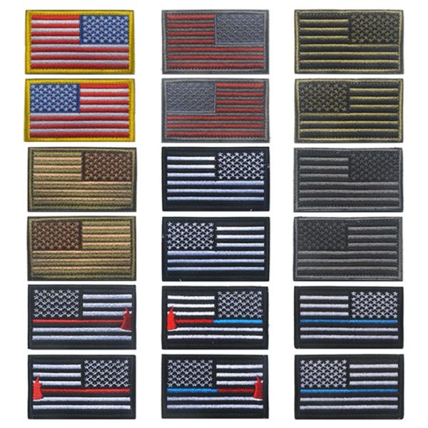 Bündel 2 Teile Amerikanische Flagge linke und rechte Militär Patch USA Militärische Flagge Taktische Badge Hookloop Stickpatches