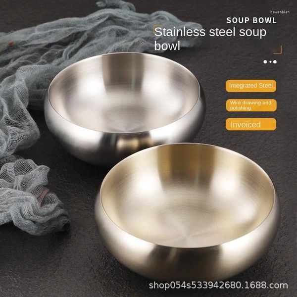 Bowls Barbecue Shop Korean Edelstahl Reisschale Single Golden Kinder doppelschicht isoliert Kimchisuppe