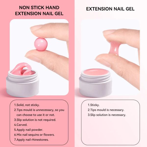 15 ml de geléia dura Extensão de unhas Poliship pregos franceses nus rosa branco claro goma de vidro para manicure para se estender para fibra de vidro gel unhas