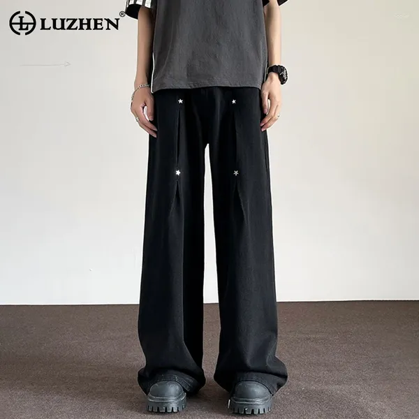 Мужские штаны Luzhen Fashion Splising Design Prome Prest Casual 2024 Spring Стильные элегантные элегантные набуженные брюки LZ2441